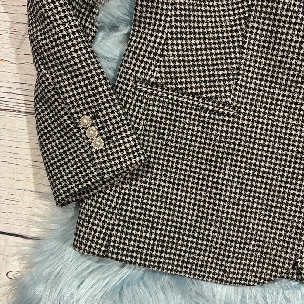 NWT J. Crew Factory Petite sparkle houndstooth one-button blazer